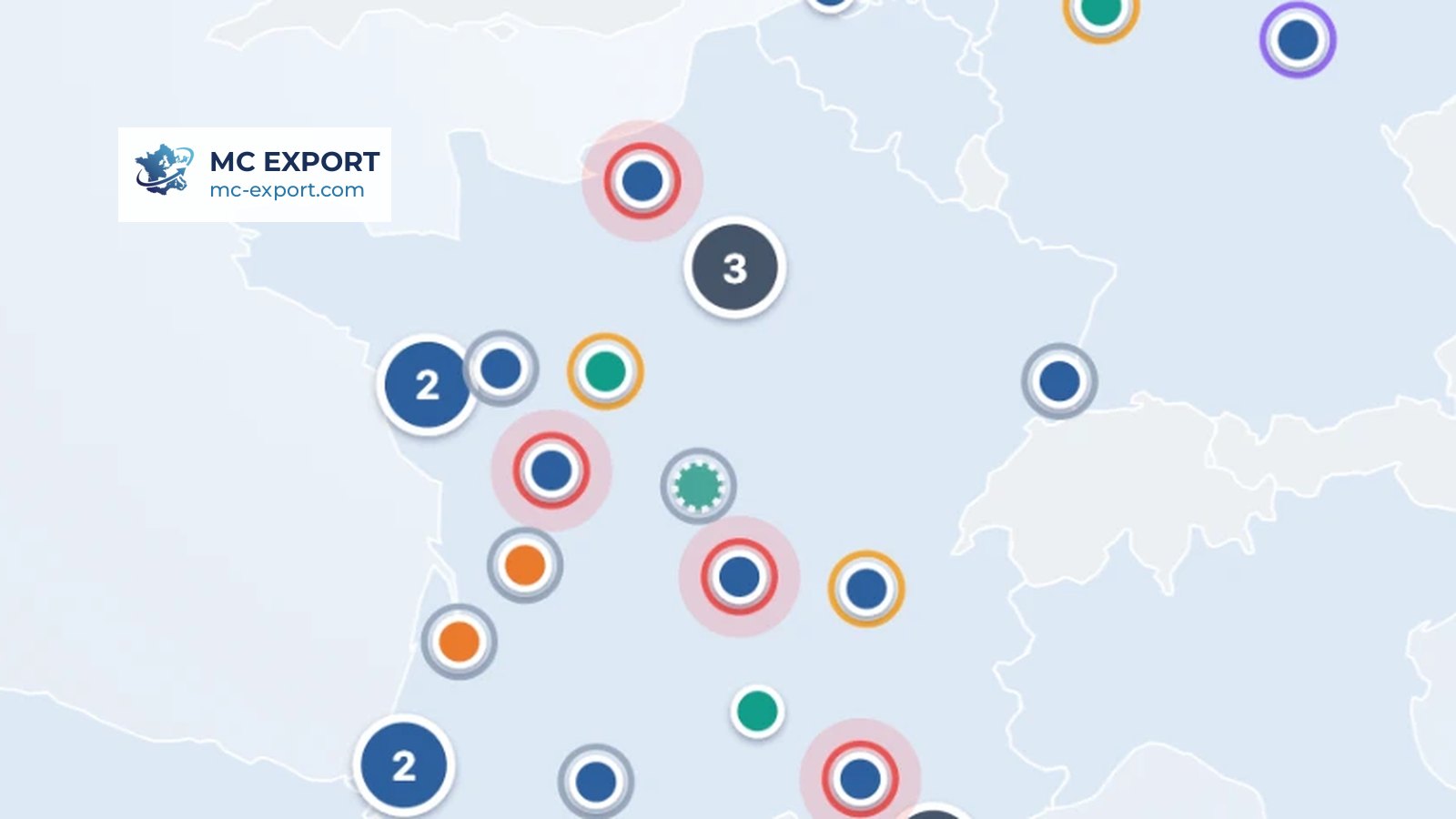 Réseau de MC Export en France et en Europe pour fournir du stock aux agences de dépôt-vente